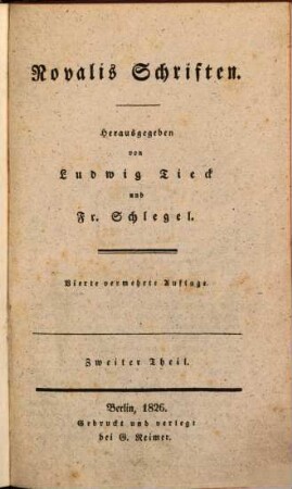 Novalis Schriften, 2
