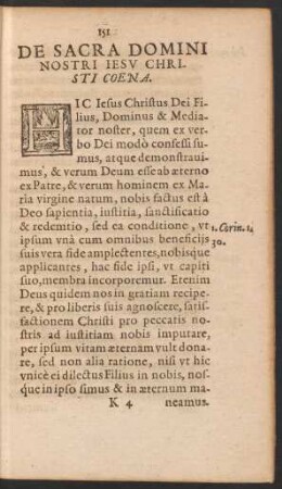 De Sacra Domini Nostri Iesu Christi Coena.