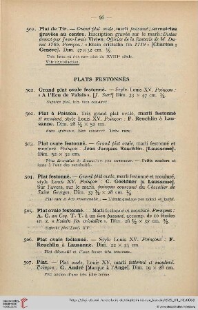 Plats festonnés (Nr. 501-517)