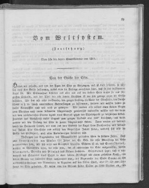 Vom Weltsystem. (Fortsetzung.)