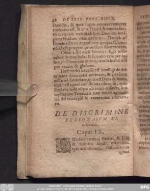 De Discrimine Personarum Divinitatis. Caput IX.