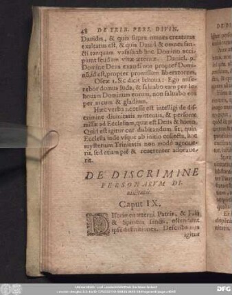 De Discrimine Personarum Divinitatis. Caput IX.