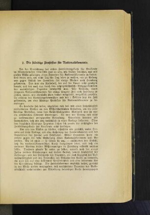 2. Die ständige Professur für Nationalökonomie.