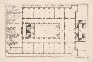 Dresden, Grundriss der ersten Obergeschosses des Stallgebäudes (später Johanneum) mit Legende und Maßstab, No. 10, Blatt 272 aus Engelbrechts Architekturwerk