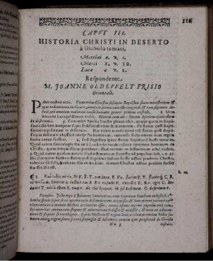 Caput III. Historia Christi In Deserto a Diabolo tentati ... Respondente M. Joanne Oldewelt Frisio Orientali
