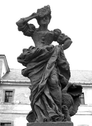 Skulptur, allegorische Darstellung: "Der Stolz" (Kopie). Skulptur aus der Reihe "Die zwölf Laster"