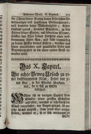 Das X. Capitel. Die achte Beweg-Ursach zu einer vollkommenen Reue [...] - Das XIII. Capitel. Kurtze Weiß zu Ubungen einer vollkommenen Reu und Leyd.