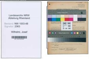 Entnazifizierung Josef Wilhelmi , geb. 24.02.1892 (Versandleiter)