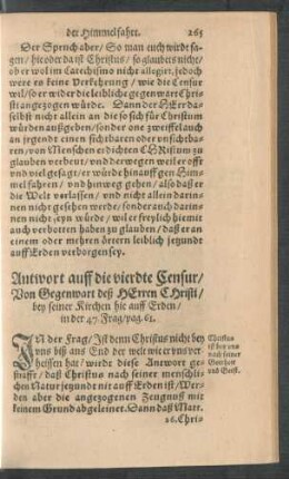 Antwort auff die vierdte Censur ...