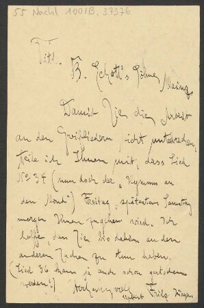 Brief an B. Schott's Söhne : 15.03.1911