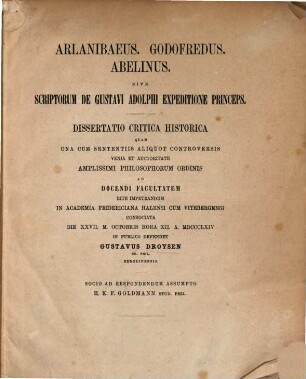 Arlanibaeus, Godofredus, Abelinus sive scriptorum de Gustavi Adolphi expeditione princeps : dissertatio critica historica