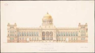 Reichstag, Berlin Erster Wettbewerb: Aufriss der Fassade zum Königsplatz