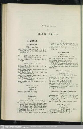 Vierte Abteilung. Behördenverzeichnis