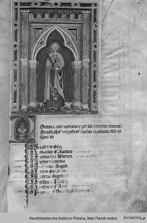 Matrikel und Statuten : Buchseite mit einer Darstellung der Porta Santa Susanna