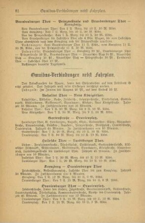 Omnibus-Verbindungen nebst Fahrplan