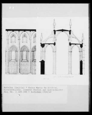 Batalha: Kloster Santa Maria da Vitória, Aufriss inneres System und Querschnitt