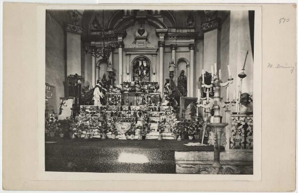 Guarded altar with communion table set up