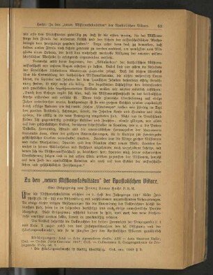 Zu den "neuen Missionsfakultäten" der Apostolischen Vikare.