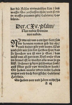 Der. CXV. psalm/|| Non nobis Domine || non nobis. ||