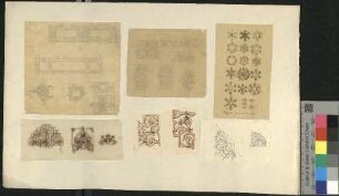 Verschiedene Ornamentstudien (Beschlagwerk, Schneekristalle etc. ...)