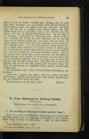 Neuere Auslegungen der Schöpfungs-Geschichte : (zweiter Artikel)