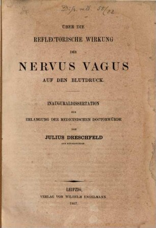 Über die reflectorische Wirkung des Nervus vagus auf den Blutdruck
