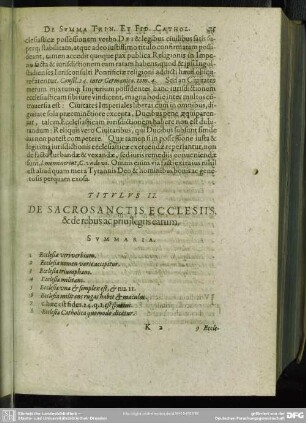 Titulus II. De Sacrosanctis Ecclesiis, & de rebus ac privilegiis earum