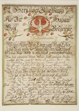 Urkunde zum Erwerb der Bürgerschaft für Johann Ludwig Willemer