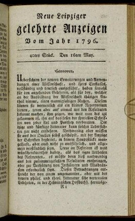 40tes Stück. Den 16ten May.
