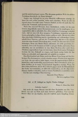 August Wilhelm von Schlegel an Sophie von Schlegel, Bonn, 18.12.1818