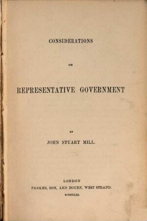 Considerations on representative government