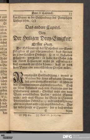 Das andere Capitel. Von Der Heiligen Drey-Einigkeit.