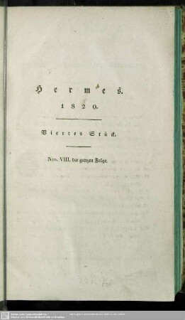 8.1820: Hermes oder kritisches Jahrbuch der Literatur