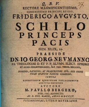 Schilo princeps pacis, Genes. 49, 10
