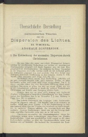 I. Die Entdeckung der anomalen Dispersion durch Christiansen