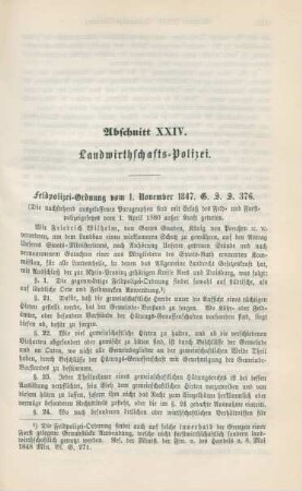 Abschnitt XXIV. Landwirthschafts-Polizei