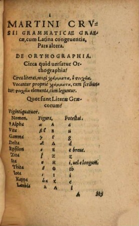 Martini Crvsii grammaticae graecae, cum latina congruentis, pars .... Pars altera