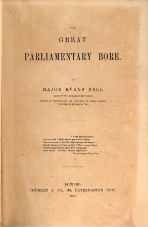 The Great Parliamentary Bore