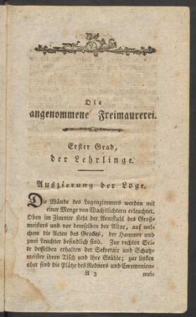 Die angenommene Freimaurerei.