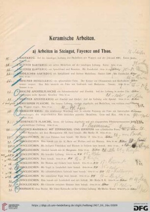 Keramische Arbeiten (Nr. 1-74)