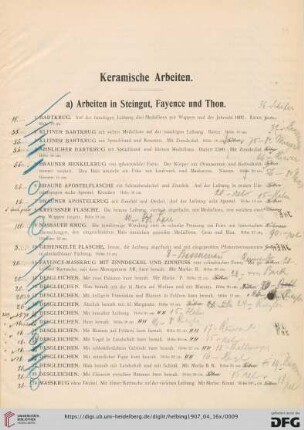 Keramische Arbeiten (Nr. 1-74)