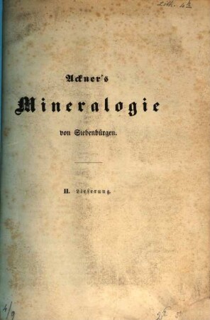 Mineralogie Siebenbürgens mit geognostischen Andeutungen. 2