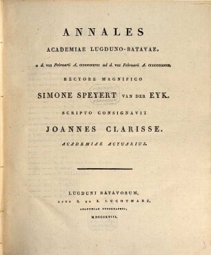 Annales Academiae Lugduno-Batavae. 1817/18 = T. 2. 1818