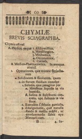 Chymiae Brevis Sciagraphia