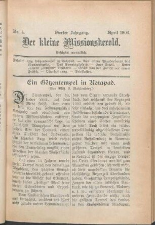 Nr. 4. Vierter Jahrgang. April 1904.