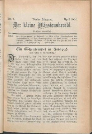 Nr. 4. Vierter Jahrgang. April 1904.