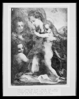 Maria mit Kind, der heilige Johannes und zwei Engel