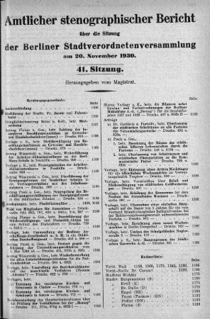 Sitzung 41, 20. November 1930