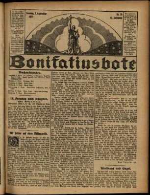 Erste Ausgabe vom Sonntag, den 01. September 1929.