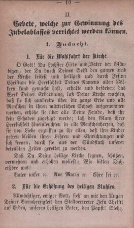 II. Gebete, welche zur Gewinnung des Jubelablasses verrichtet werden können.